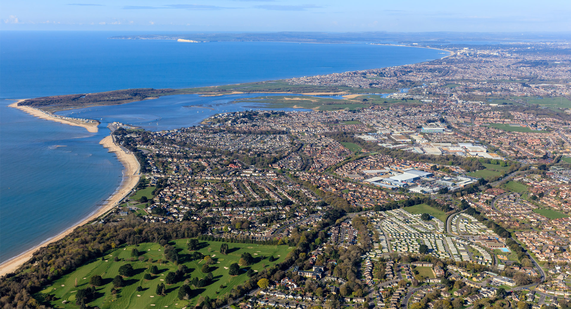 Christchurch coastline aerial view