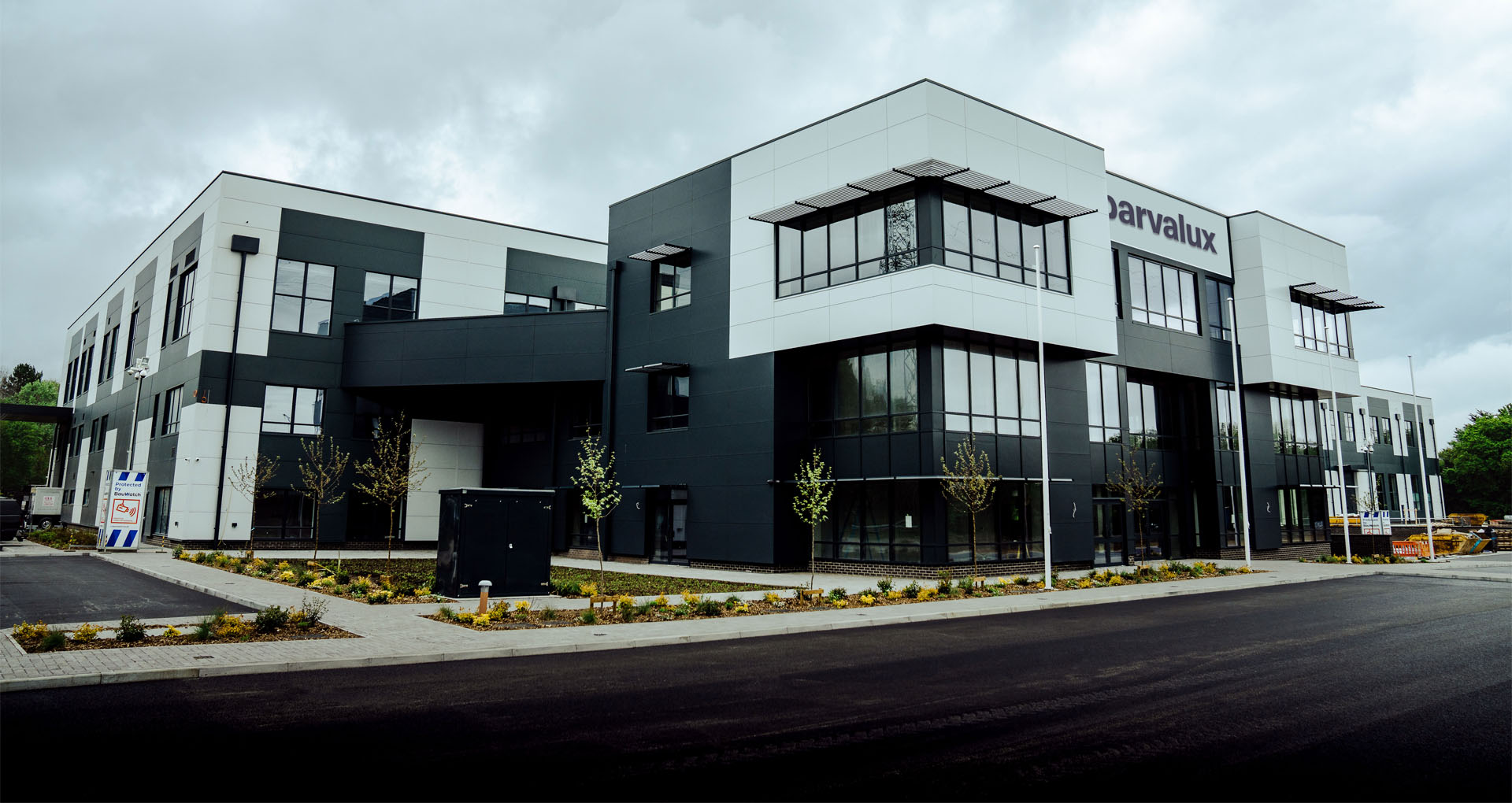 Exterior of the Parvalux office building.